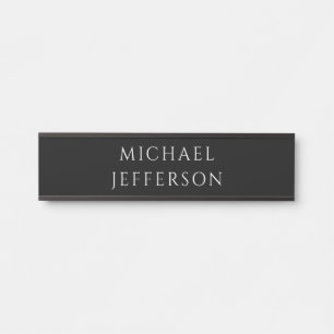 Elegant Plain Black White Personalized Custom Door Sign