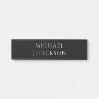Elegant Plain Black White Personalized Custom Door Sign