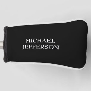 Elegant Plain Black White Personalized Custom Golf Head Cover