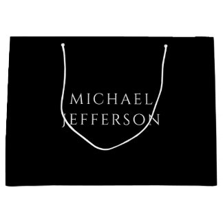 Elegant Plain Black White Personalized Custom Large Gift Bag