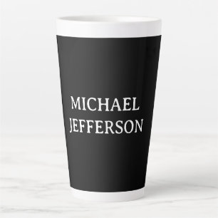 Elegant Plain Black White Personalized Custom Latte Mug