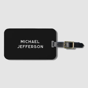 Elegant Plain Black White Personalized Custom Luggage Tag