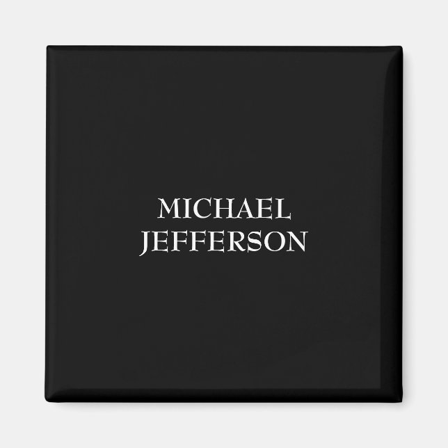 Elegant Plain Black White Personalized Custom Magnet (Front)