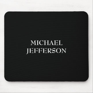 Elegant Plain Black White Personalized Custom Mouse Pad