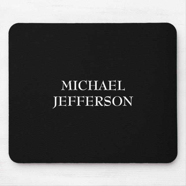 Elegant Plain Black White Personalized Custom Mouse Pad (Front)