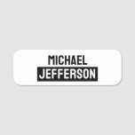 Elegant Plain Black White Personalized Custom Name Tag