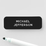 Elegant Plain Black White Personalized Custom Name Tag