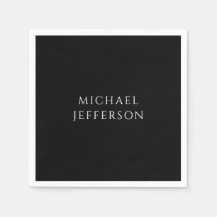 Elegant Plain Black White Personalized Custom Napkins