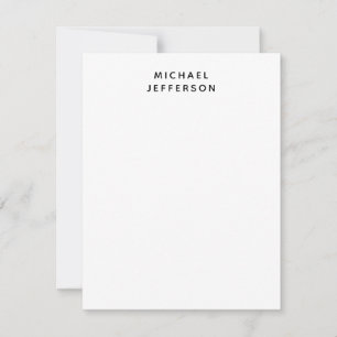 Elegant Plain Black White Personalized Custom Note Card