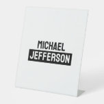 Elegant Plain Black White Personalized Custom Pedestal Sign