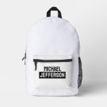 Elegant Plain Black White Personalized Custom Printed Backpack