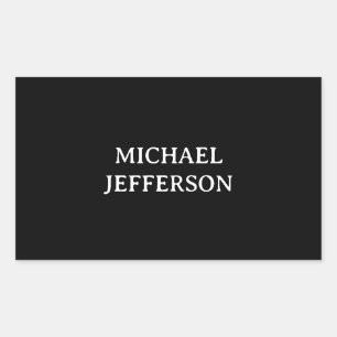 Elegant Plain Black White Personalized Custom Rectangular Sticker