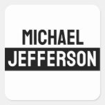 Elegant Plain Black White Personalized Custom Square Sticker