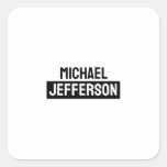 Elegant Plain Black White Personalized Custom Square Sticker