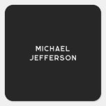 Elegant Plain Black White Personalized Custom Square Sticker