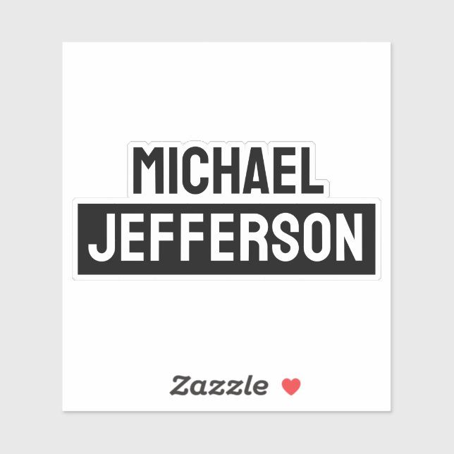 Elegant Plain Black White Personalized Custom Sticker (Sheet)
