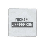 Elegant Plain Black White Personalized Custom Stone Magnet