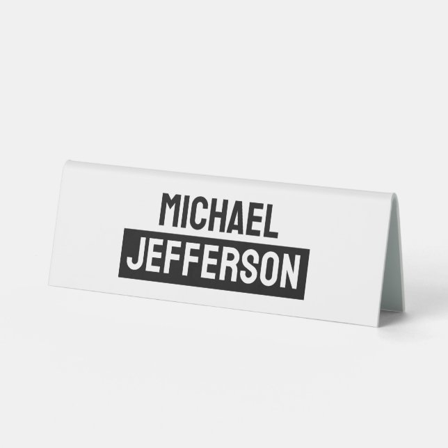 Elegant Plain Black White Personalized Custom Table Tent (Front)