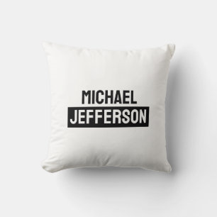 Elegant Plain Black White Personalized Custom Throw Pillow