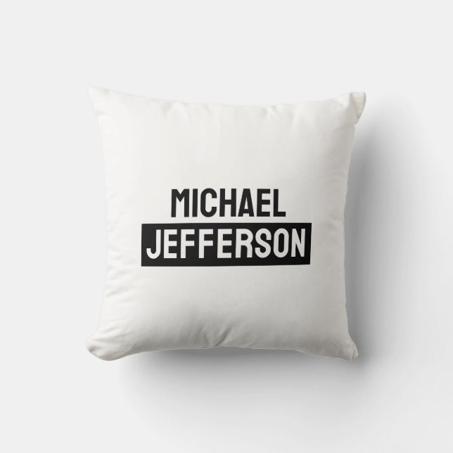 Elegant Plain Black White Personalized Custom Throw Pillow (Front)