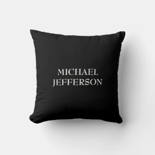Elegant Plain Black White Personalized Custom Throw Pillow