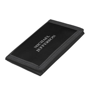 Elegant Plain Black White Personalized Custom Trifold Wallet