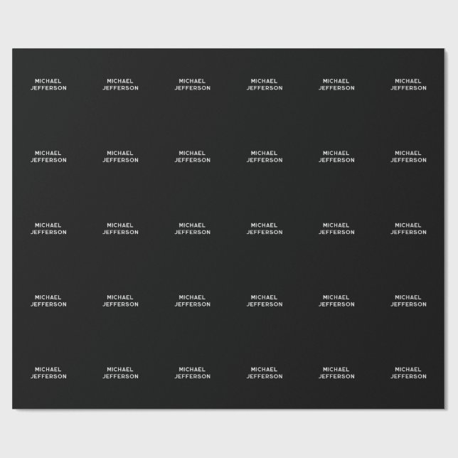 Elegant Plain Black White Personalized Custom Wrapping Paper (Flat)