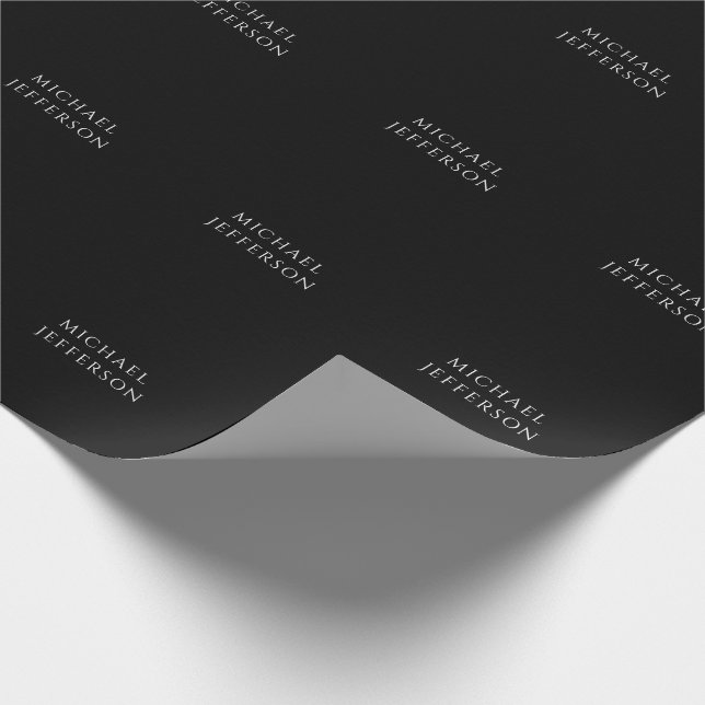 Elegant Plain Black White Personalized Custom Wrapping Paper (Corner)