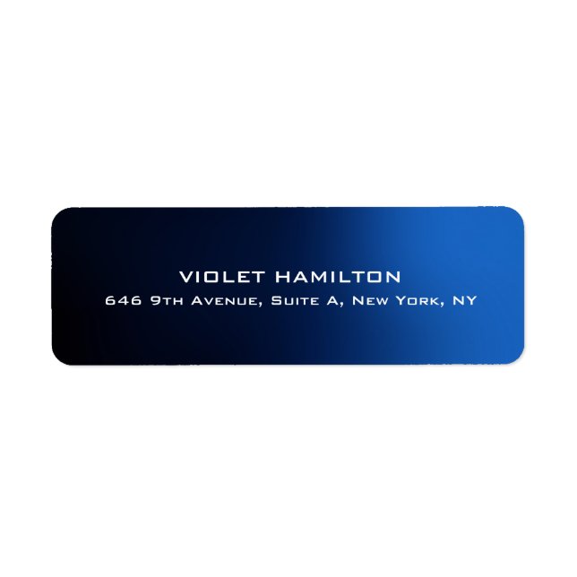 Elegant Plain Blue Professional Modern Minimalist Label (Front)