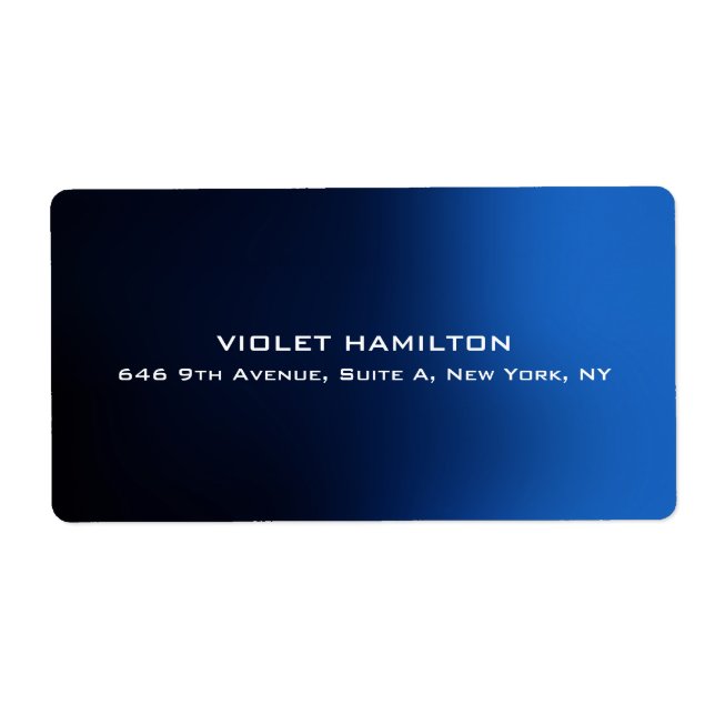 Elegant Plain Blue Professional Modern Minimalist Label (Front)