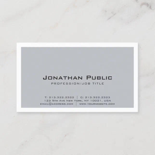 Elegant Plain Creative Grey White Design Modern Business Card | Zazzle