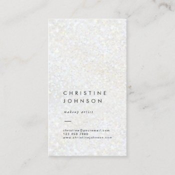 Elegant Plain Faux White Glitter Effect Business Card by amoredesign at Zazzle