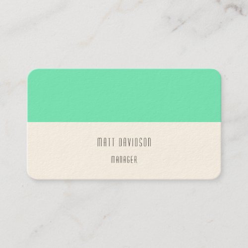 Elegant Plain Green Blue White Professional Business Card