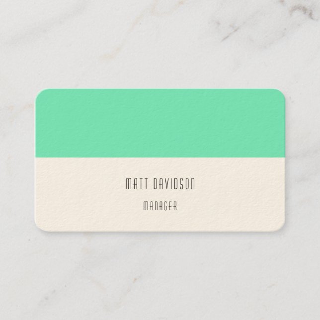 Elegant Plain Green Blue White Professional Business Card (Front)