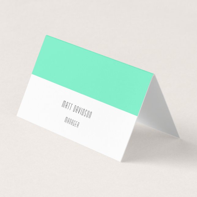 Elegant Plain Green Blue White Professional Business Card (Front)