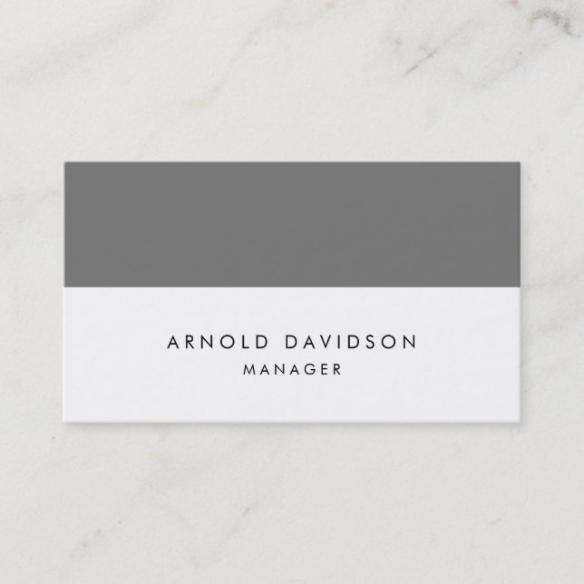 Elegant Plain Grey White Stripes Professional Business Card (Front)