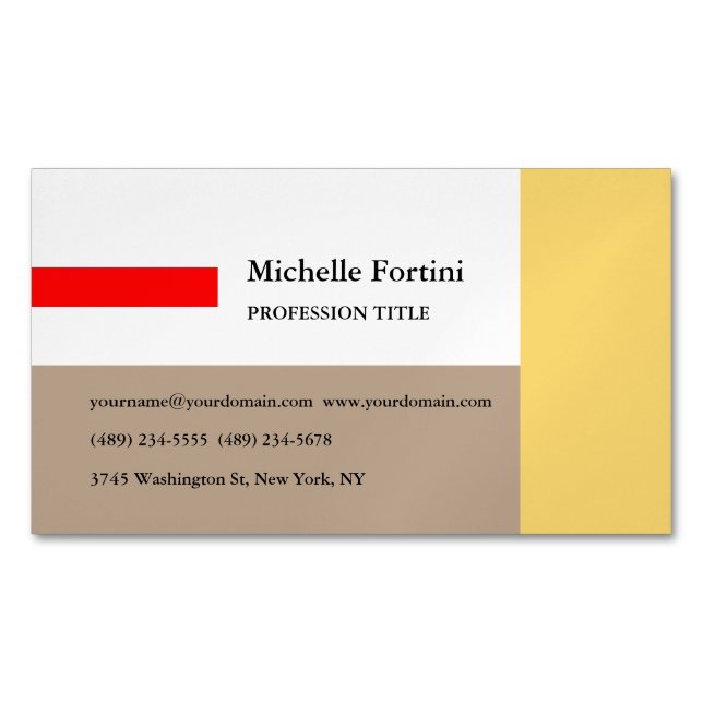 Elegant Plain Minimalist Business Card Magnet (Front)