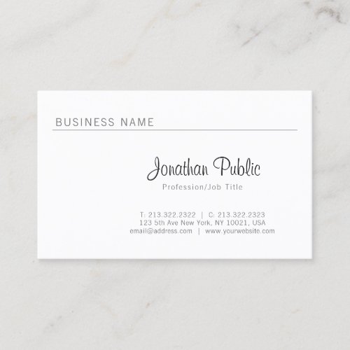 Elegant Plain Minimalistic Sleek Professional Luxe Business Card