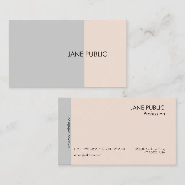 Elegant Plain Modern Professional Grey and Beige Business Card | Zazzle