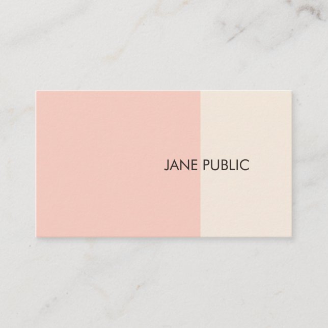 Elegant Plain Modern Professional Pink and Beige Business Card (Front)