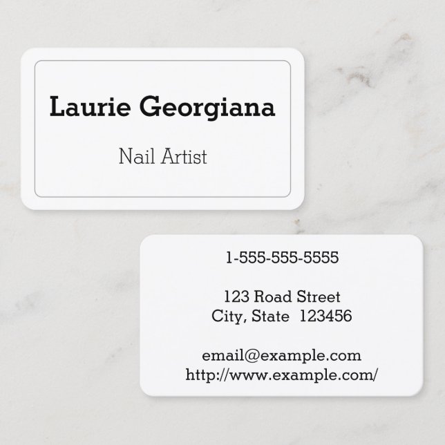 Elegant & Plain Nail Artist Business Card (Front/Back)