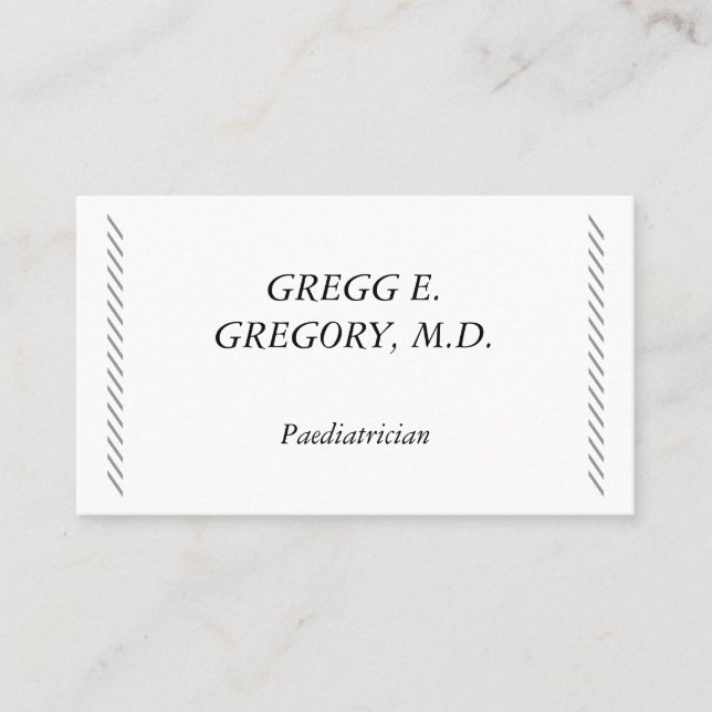 Elegant & Plain Paediatrician Business Card (Front)