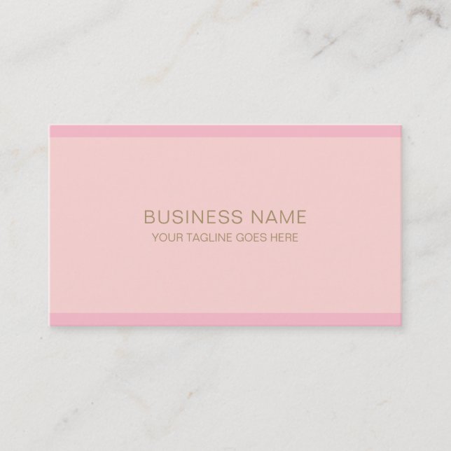 Elegant Plain Pink Gold Hand Script Text Modern Business Card (Front)