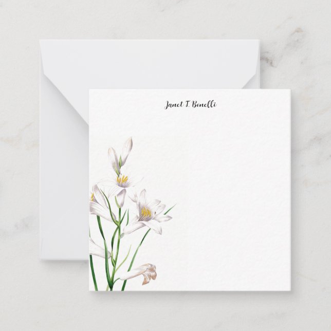 Elegant Plain Professional Calligraphy Floral Note Card (Front)