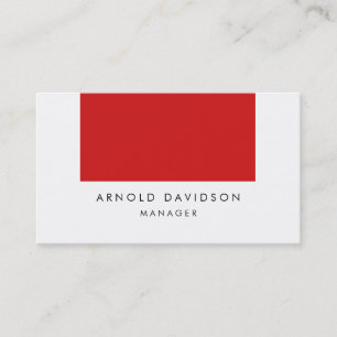 Elegant Plain Red White Professional Business Card
