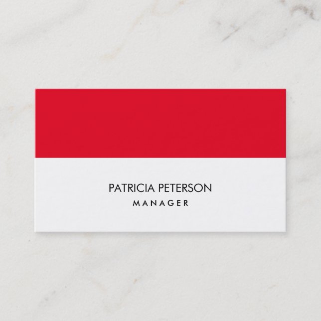 Elegant Plain Red White Stripes Professional Business Card (Front)