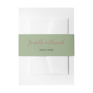 Elegant Plain Sage Green Color Wedding Invitation Belly Band