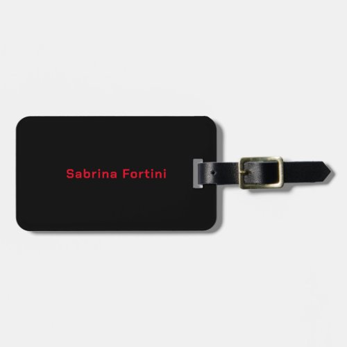 Elegant Plain Simple Black Red White Minimalist Luggage Tag