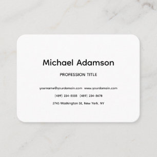 Elegant Plain Simple Black White Minimalist Business Card