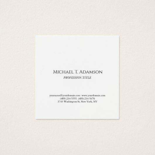 Elegant Plain Simple Black & White Profile Card (Front)